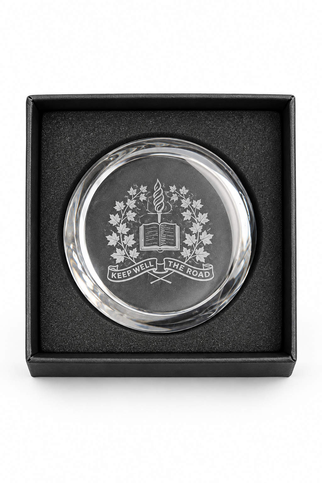 Glass Crested Paperweight